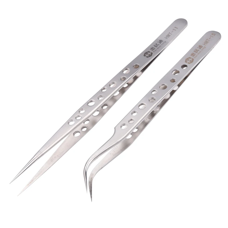 Electronics Industrial Tweezers Pincet Curved Straight Tip Stainless Steel Precision Tweezers Set Phone Repair Hand Tools