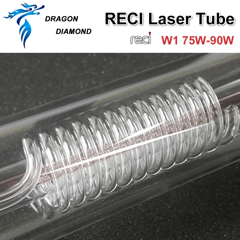 Reci W1 75-90W CO2หลอดเลเซอร์ความยาว Dia.80mm 1100mm กล่องไม้สำหรับเครื่องแกะสลักเลเซอร์ CO2