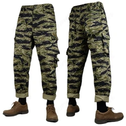 Pantalones de camuflaje TCU con patrón de tigre del Ejército de los EE. UU., guerra de Vietnam, punto de Tigre, sarga