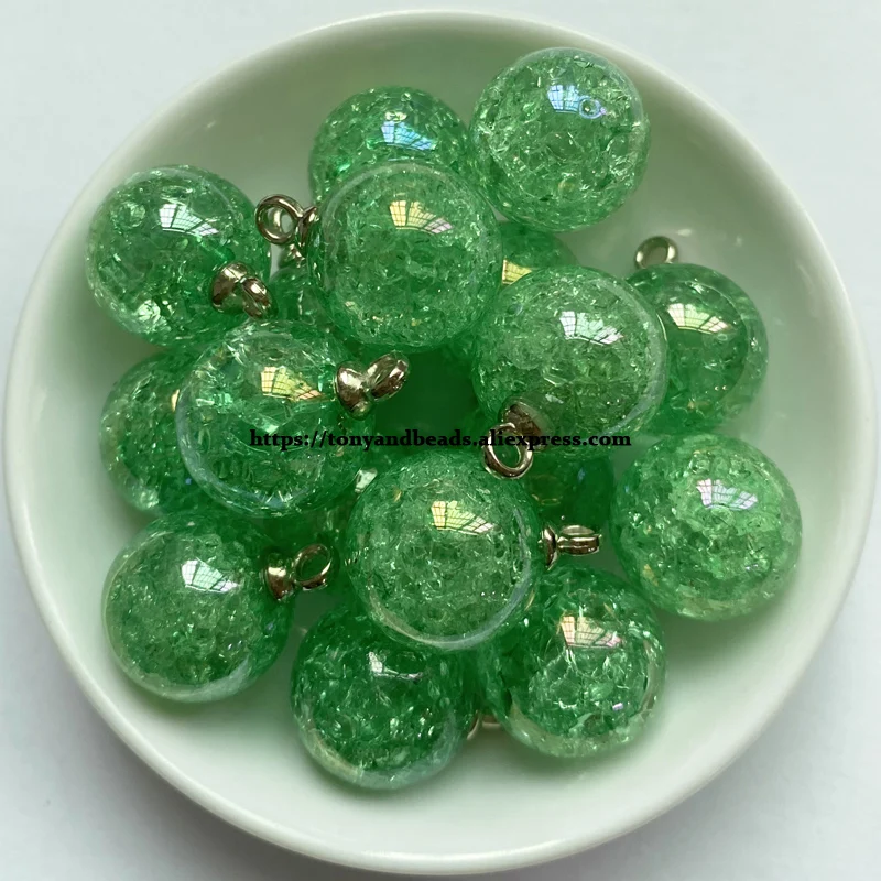 (1 Los = 10 Stück) Glänzende AB-Cracks Acryl-Kugelanhänger, Größe 15mm, 9 Farben für Schmuckherstellung DIY – Detail 2