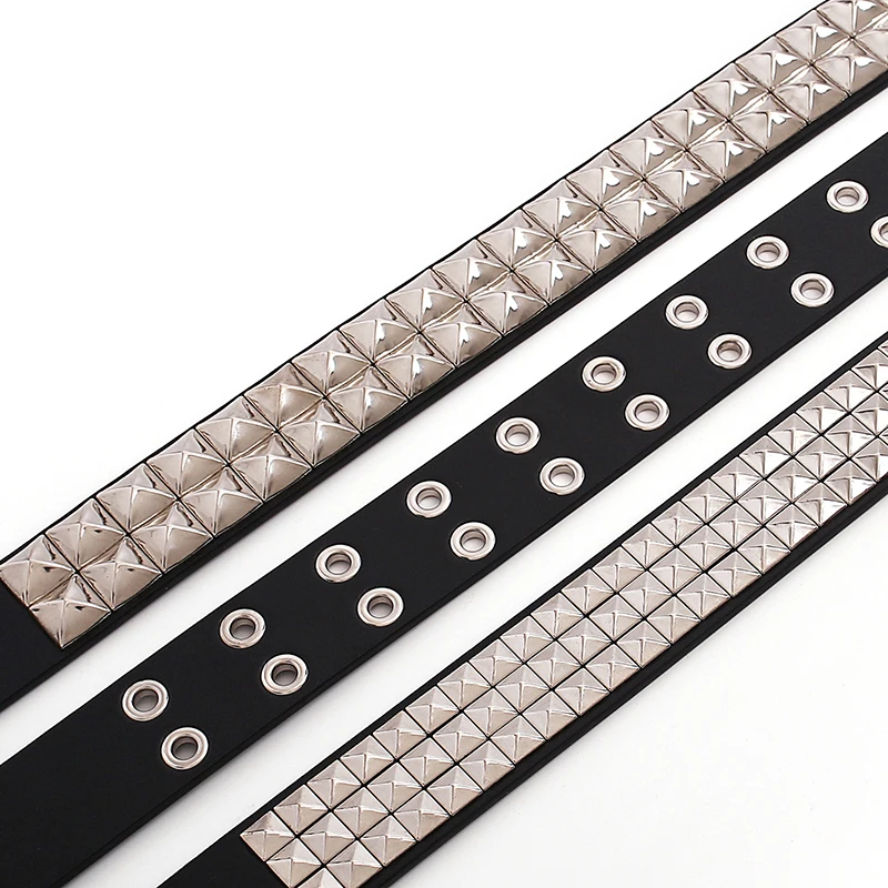 Black Fashion  Rivet Belt Men&Women\'s Studded Belt Punk With Pin Buckle Free Shipping Black Fashion Rhinestone Rivet