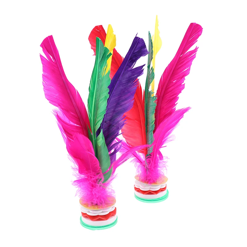 2pcs Colorful Feather Shuttlecock China Foot Kick Hand Wheel Fancy Feather Shuttlecock Fitness Entertainment Adult Fitness