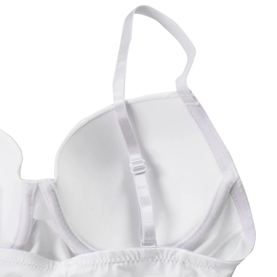 Weißer Bügel-Bodysuit für Damen, formgebend, dehnbar, einfarbig, seidig, Unterwäsche, Bodysuits, Shapewear – Detail 26