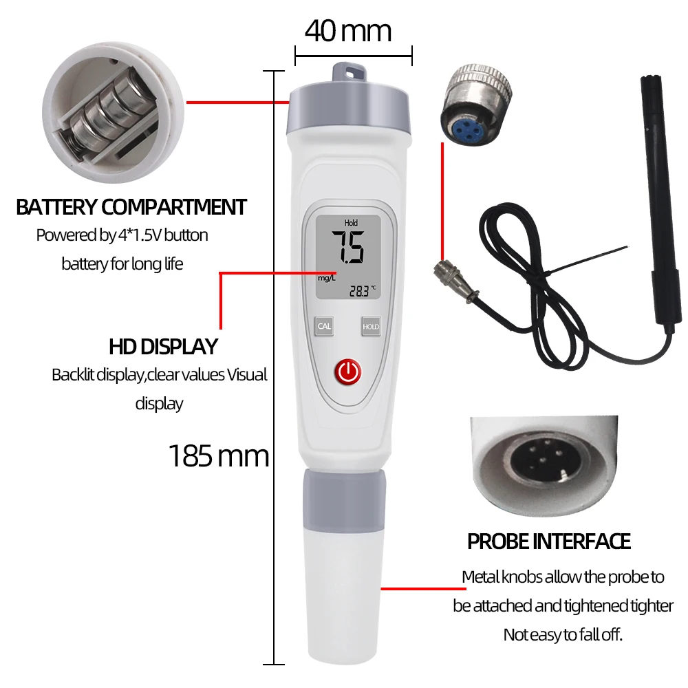 Portable Pen type Dissolved Oxygen Meter Temperature portable pocket water quality DO tester Analyzer  30%