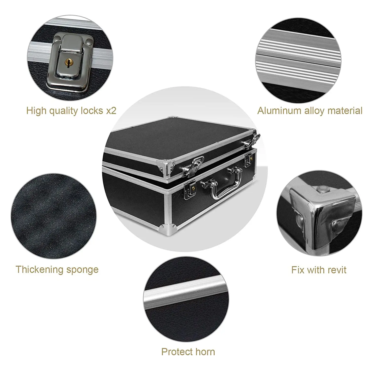 YANGAN caja de aluminio para Kit de tatuaje, estuche de transporte para máquina, estuche de almacenamiento con llave de bloqueo para herramientas de maquillaje, accesorios para tatuaje