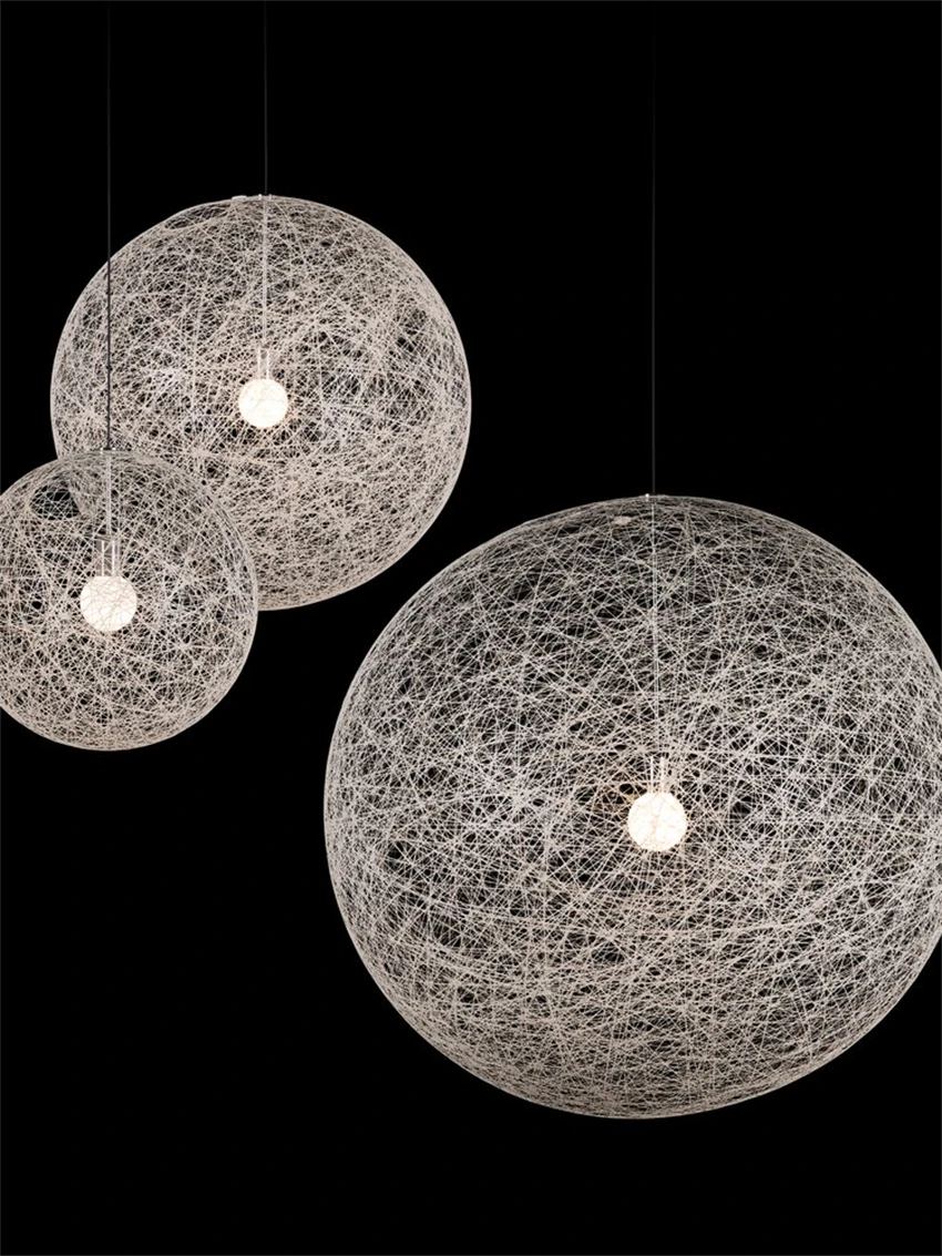 

White ball hemp pendant lights bedroom rattan dining room kitchen lamps retro Chinese hanging lights decorative lighting