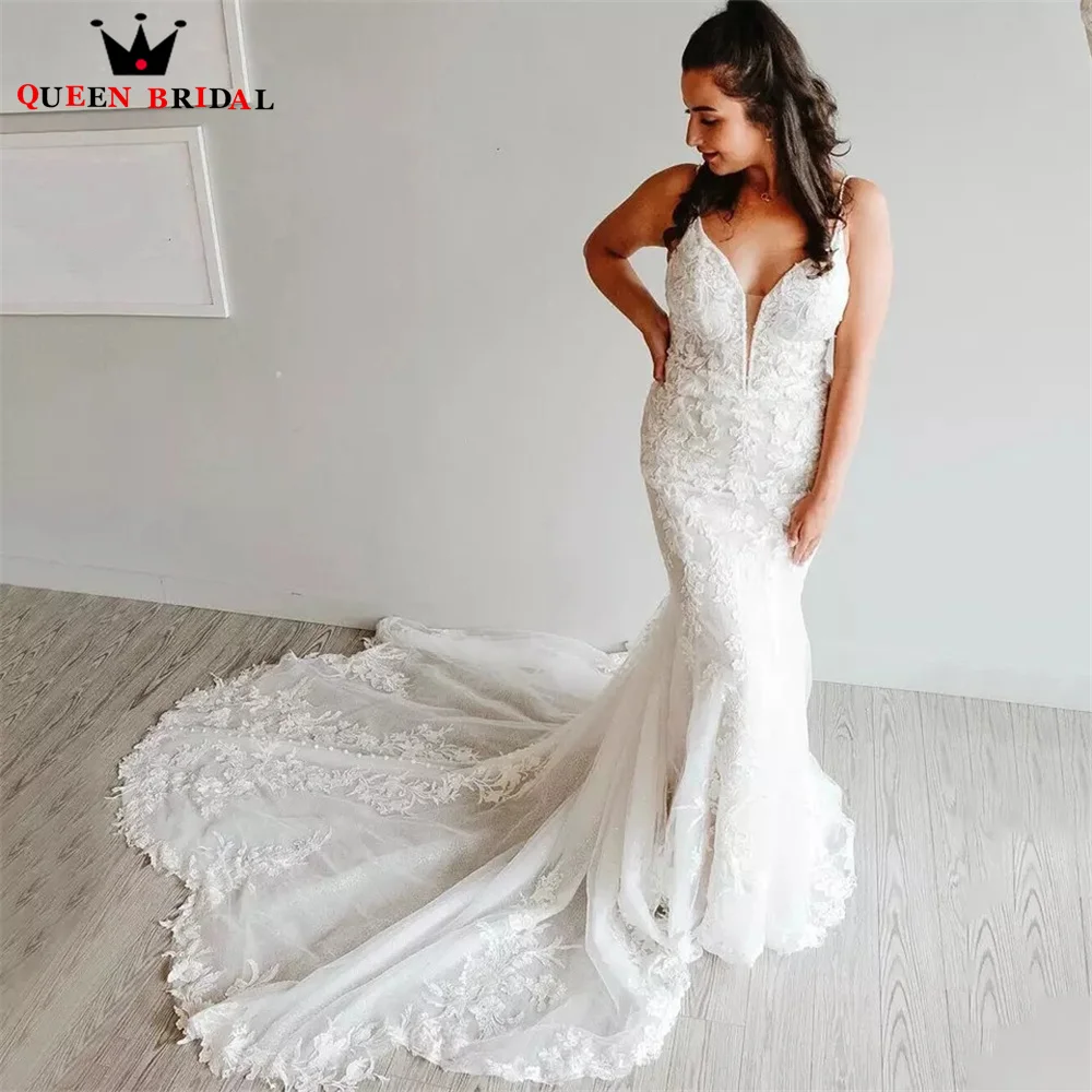 Sexy Mermaid Wedding Dresses 2023 New Design Backless Tulle Lace Long Formal Vintage Women Bride Dresses Custom Size DK39