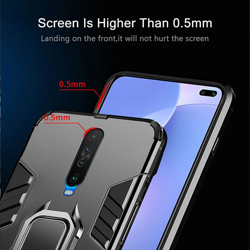 Metal Ring Case For Xiaomi Redmi K30 K 30 Case Cover 4 in 1 Hard Bumper Magnetic Phone Case on For RedmiK30 K 30 Pro 5G Global