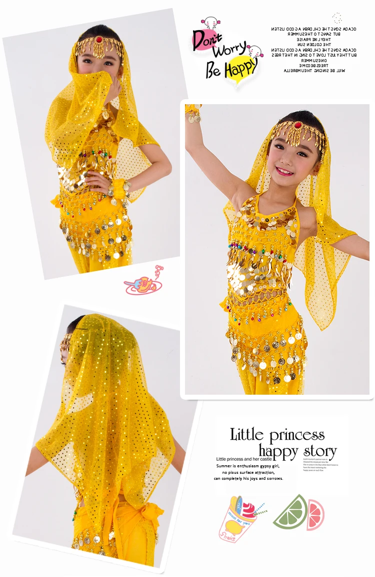 Kinder Bauchtanz Kostüme Set Orientalischer Tanz Mädchen Bauchtanz Indien Bauchtanz Kleidung Bauchtanz Kind Kinder Indisch 6 Farben – Detail 21