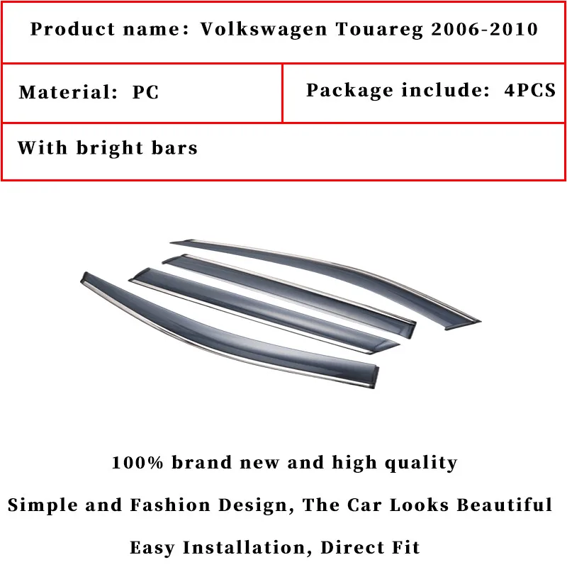 For Volkswagen VW Touareg 2006-2010 window visor car rain shield deflectors awning trim cover exterior car-styling accessories