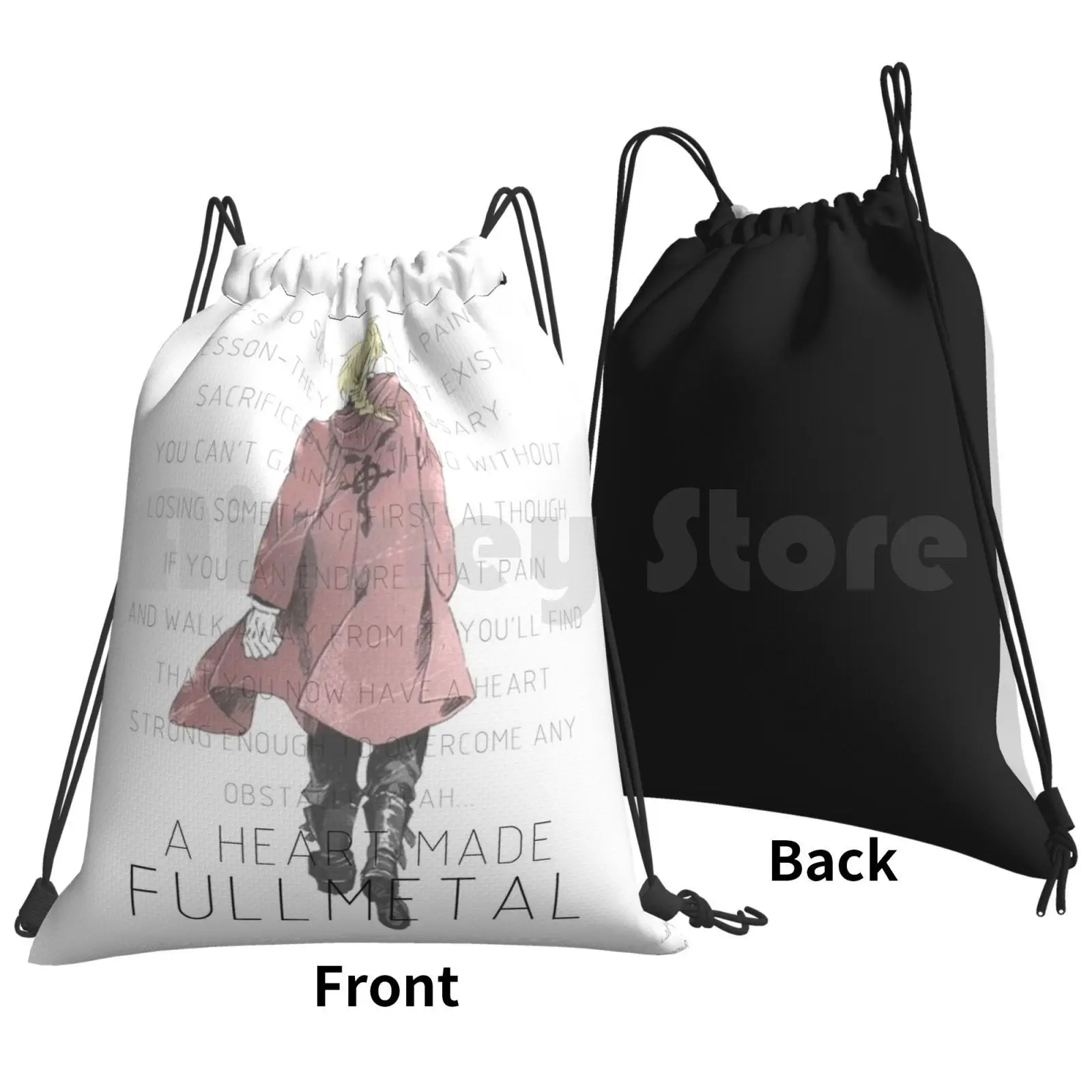 A Heart Made Fullmetal~ Backpack Drawstring Bags Gym Bag Waterproof Heart Fullmetal Alchemist Fullmetal Alchemist