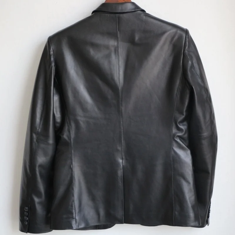 

Design Italy Men Work Blazer Elegant Genuine Leather Formal Slim Soft Sheepskin Jackets High Quality Fashion Real Leather Coats