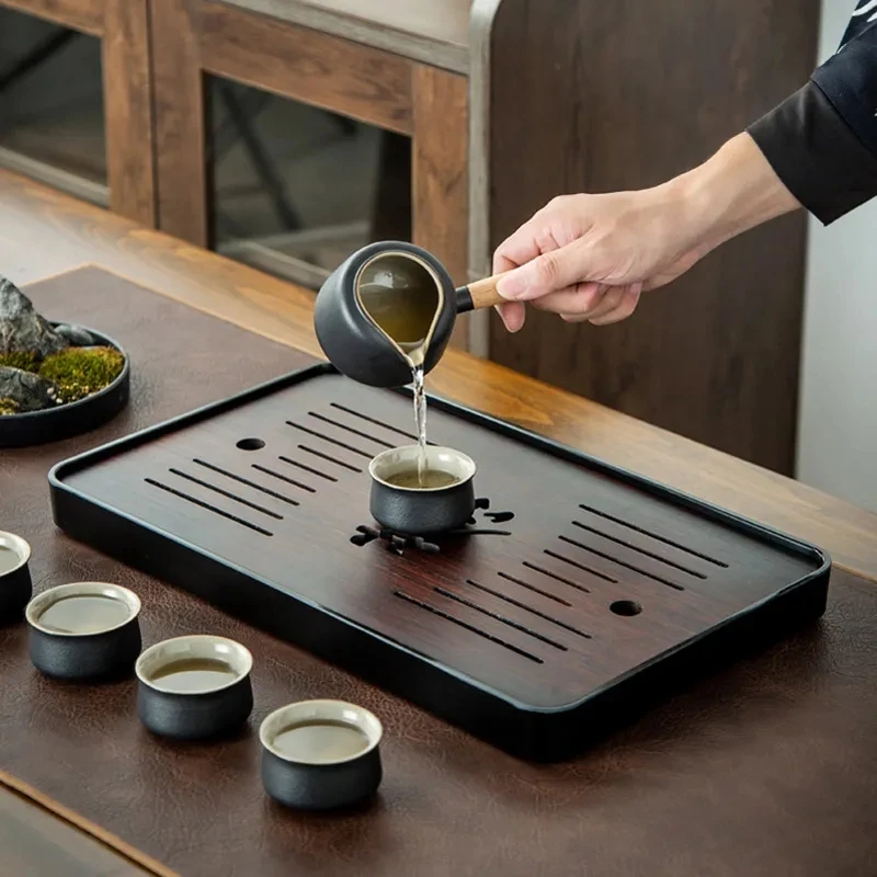 Bamboo tea tray, simple kungfu tea set, small tea tray, dry and wet storage table storage and drain