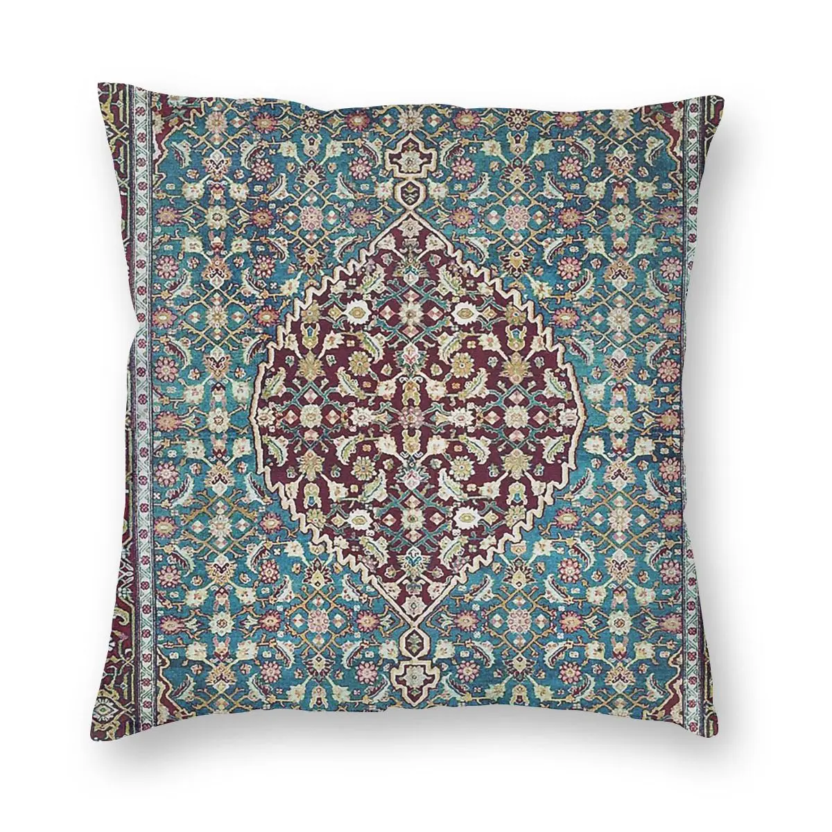 Antique Agra North India Carpet Pillowcase Decoration Bohemian Cushions Throw Pillow for Sofa Polyester Double-sided Printing