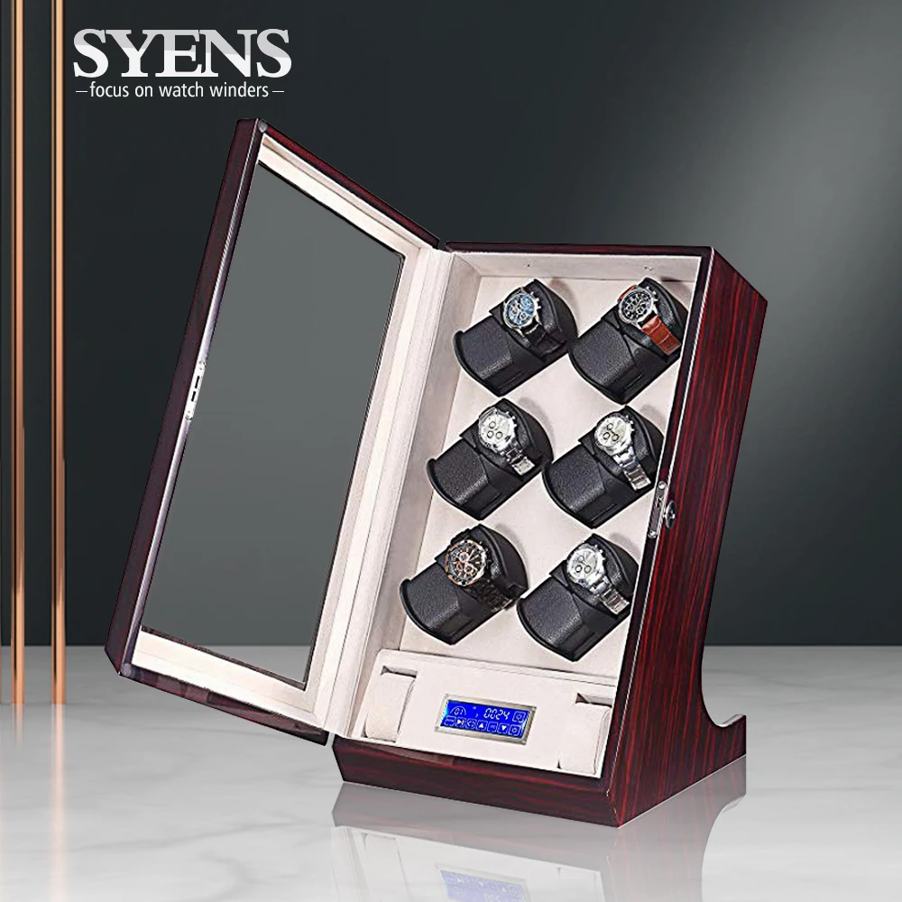 

Automatic Watch Winder Box Uhrenbeweger Mechanical Display 12+2 Slots Male watch chain box Black carbon firber leahter