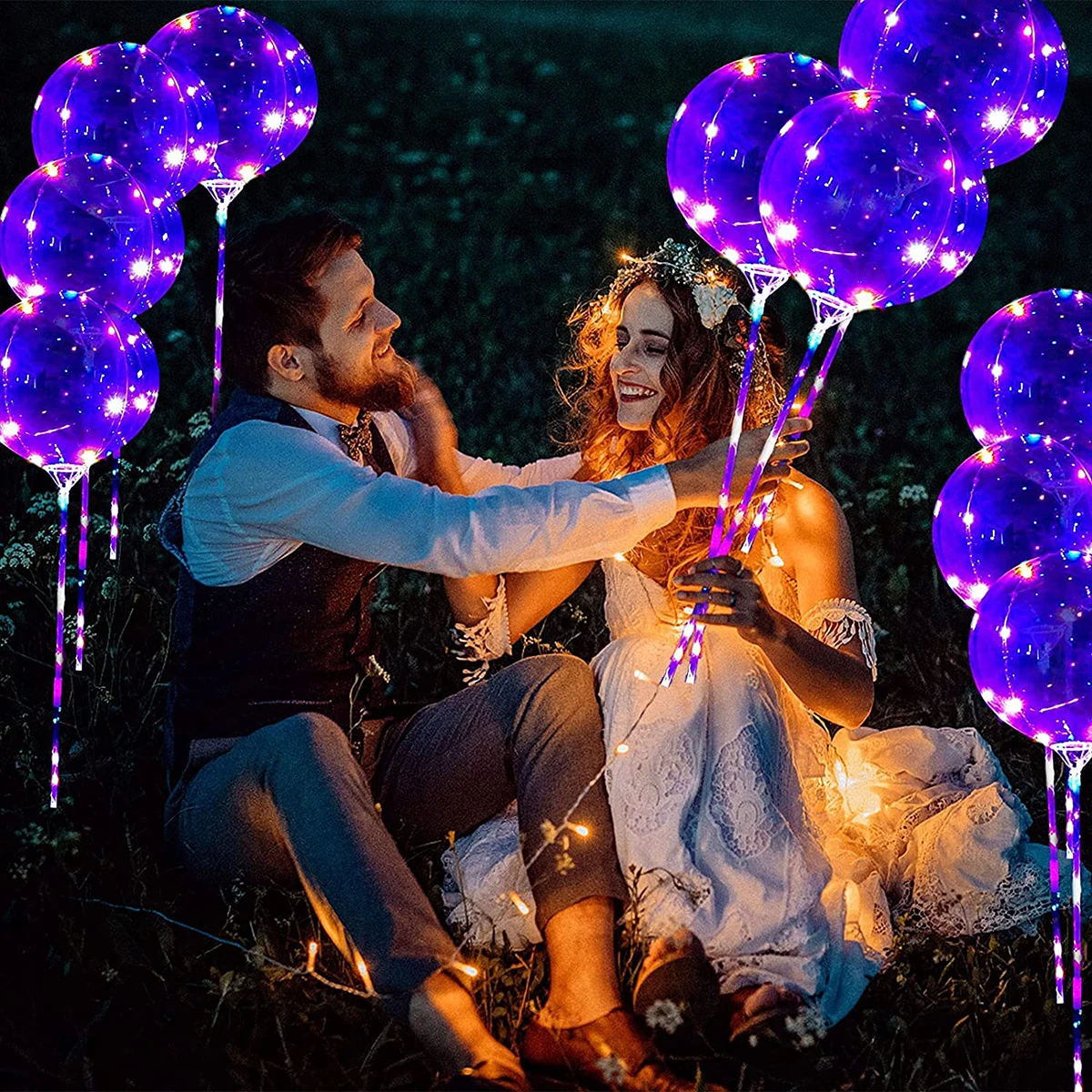 10Pcs LED Light Up Bobo Balloons Helium Glow Bubble Flashing Balloon for Party Birthday Wedding Decor Baby Shower Supply