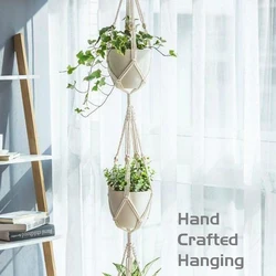 Colgador de macramé hecho a mano para plantas, maceta de flores, decoración de pared, Patio, jardín, cesta colgante