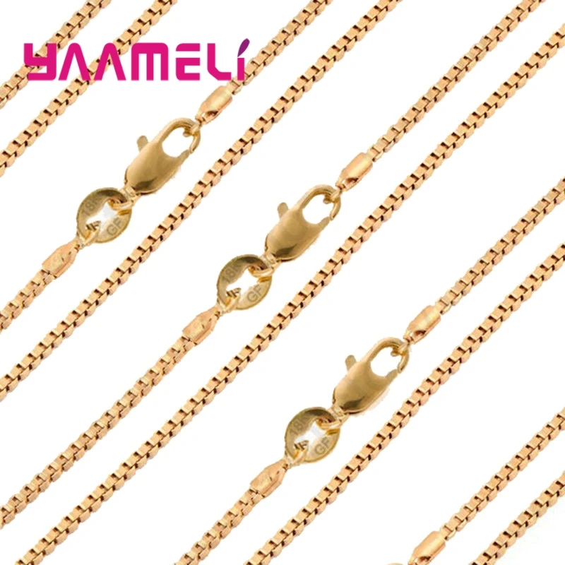 

10PCS Necklace 16-30" 18KGF Yellow Gold Filled Link Chain Venice Box Chain Ffr Pendant Woman Men Jewelry Accessories Trendy Gift