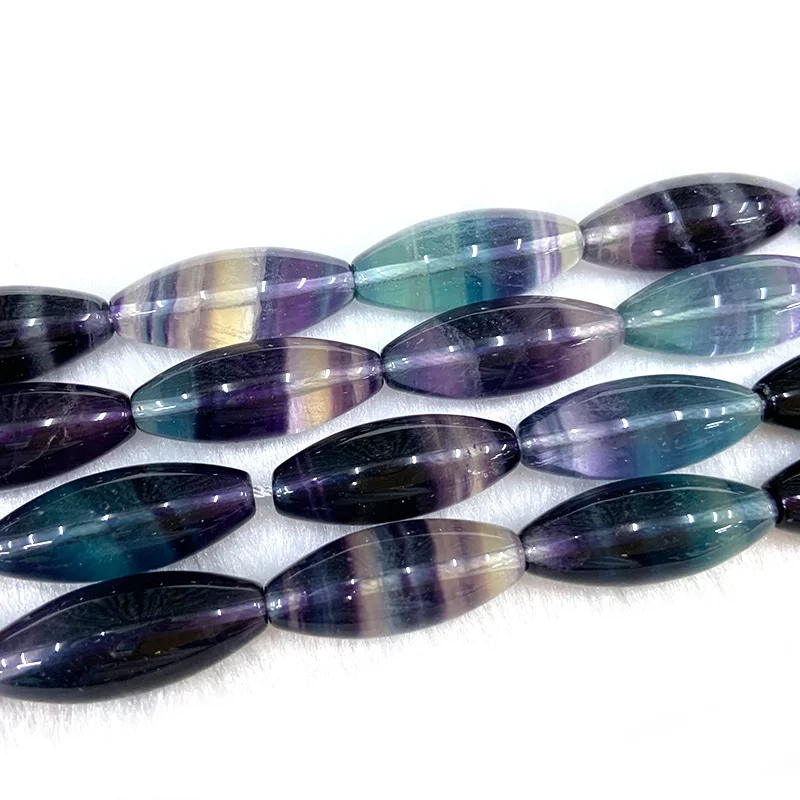 Imagem -02 - Fluorita Stone Beads para Fazer Jóias Oval Azeitona Faça Você Mesmo Solto Colar Brinco Pulseira Presente Mulheres 15 Natural