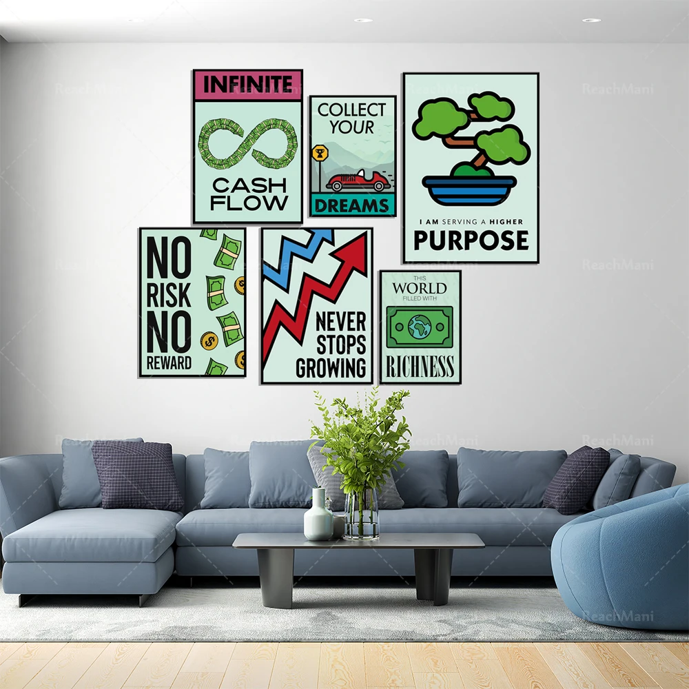 Stock Market Money Monopoly Inspirational Wall Art Canvas Painting Nordic Posters and Prints Wall Pictures for Living Room Decor