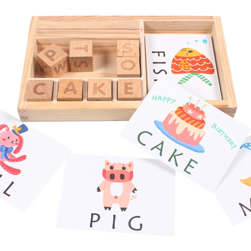 Jeu d'orthographe en bois pour enfants, jouets éducatifs précoces, Puzzle éducatif Montessori, nouvelle collection