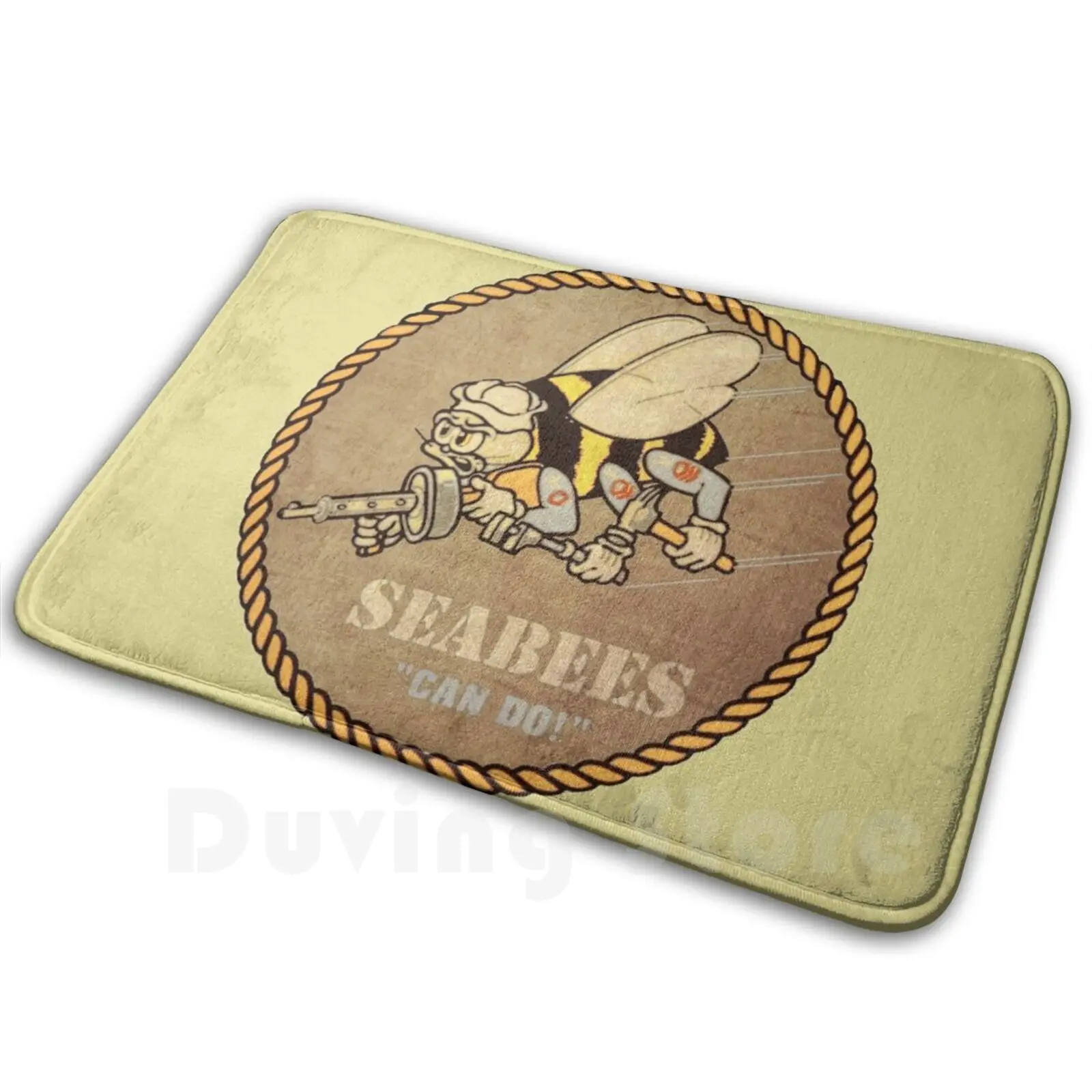 Seabees Ww2 Patch Mat Rug Carpet Anti-Slip Floor Mats Bedroom Seabees Ww2 Patch Bees Skull Bomber Number 7 Usa Airforce Boeing