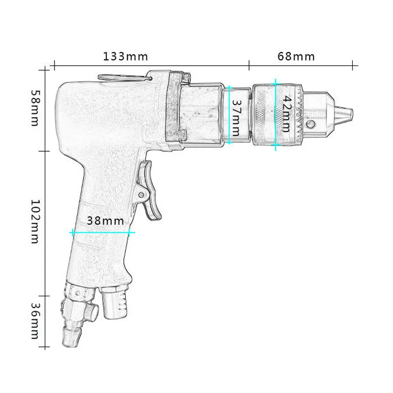 800rpm high torque pneumatic tapping machine pneumatic gun type tapping machine tapping pneumatic drill machine 13mm