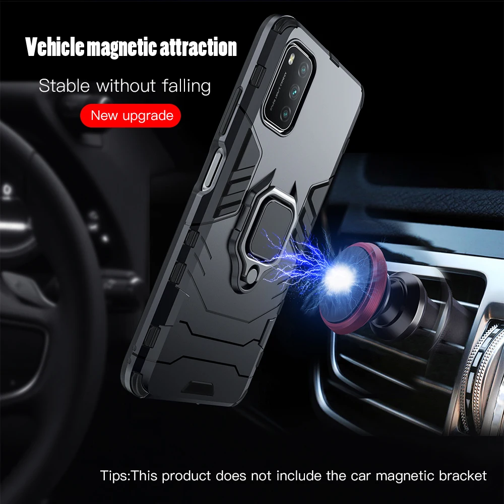 KEYSION Shockproof Armor Case for Xiaomi POCO M3 M2 Pro F2 Pro Ring Stand Bumper Silicone Phone Back Cover for POCO X3 NFC