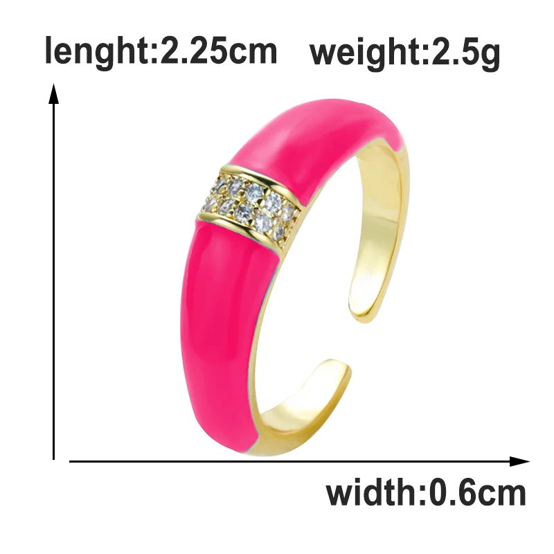 Anello da dito con regolazione aperta smaltato anelli al Neon estivi colorati per le donne gioielli con Micro pavé di zirconi di rame di moda