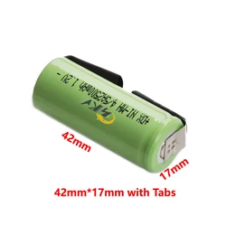 NIMH 2500mAh 17mm*42mm 4/5A 1.2V Battery for Replacement Toothbrush Battery of Braun Oral-B Triumph Type