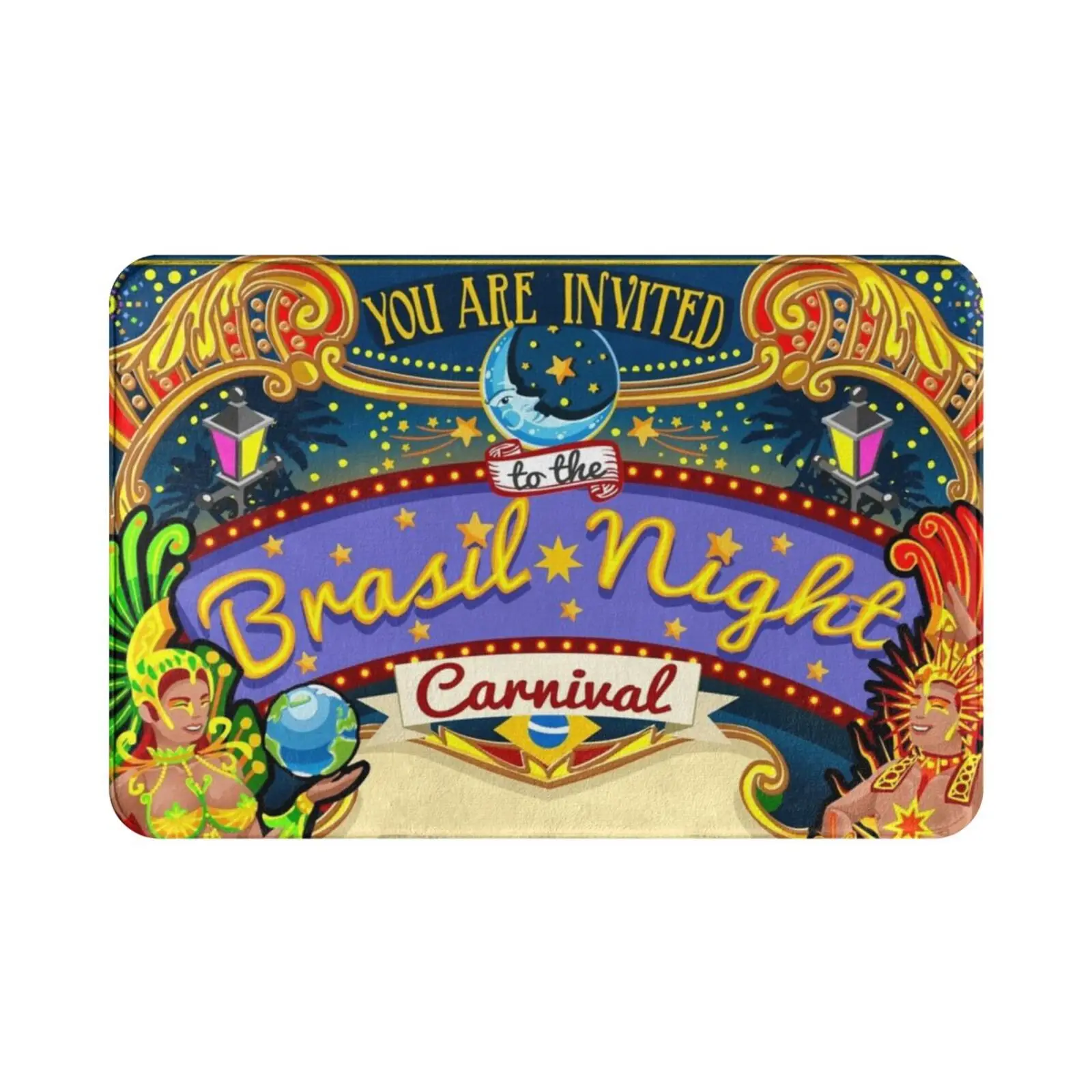 Carnival Poster Invite Brazil Carnaval Show Parade Carpet Mat Rug Cushion Carnival Brazil De Janeiro Samba Show Parade