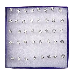 Trendy 20 Pairs/Set White Crystal Earrings Set For Women Earring Jewelry Rhinestones Stud Earrings Kit Wedding Party Girl Gift