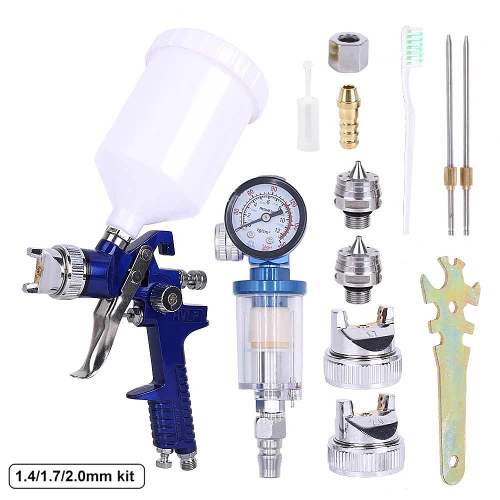 

JUNEFOR Professional Paint Spray Gun HVLP H827 Car Painting Spray Gun 1.4mm 1.7mm 2.0mm Nozzle Airbrush For Painting Tool Set