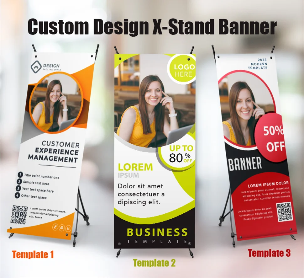 Retractable Pop Up X-Stand Banner, Trade Show, Print PVC Logo, Custom Design, 60x160cm,80x180cm