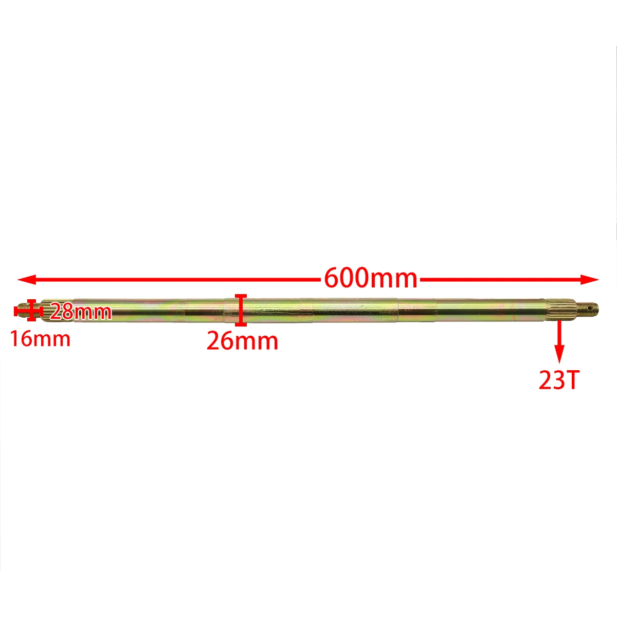 60/65/71/73/80/85/87/100 cm 23T Rear Axle Is Suitable For DIY Electric Off-road Vehicle Atv Car Kart Four-wheel Motorcycle Parts