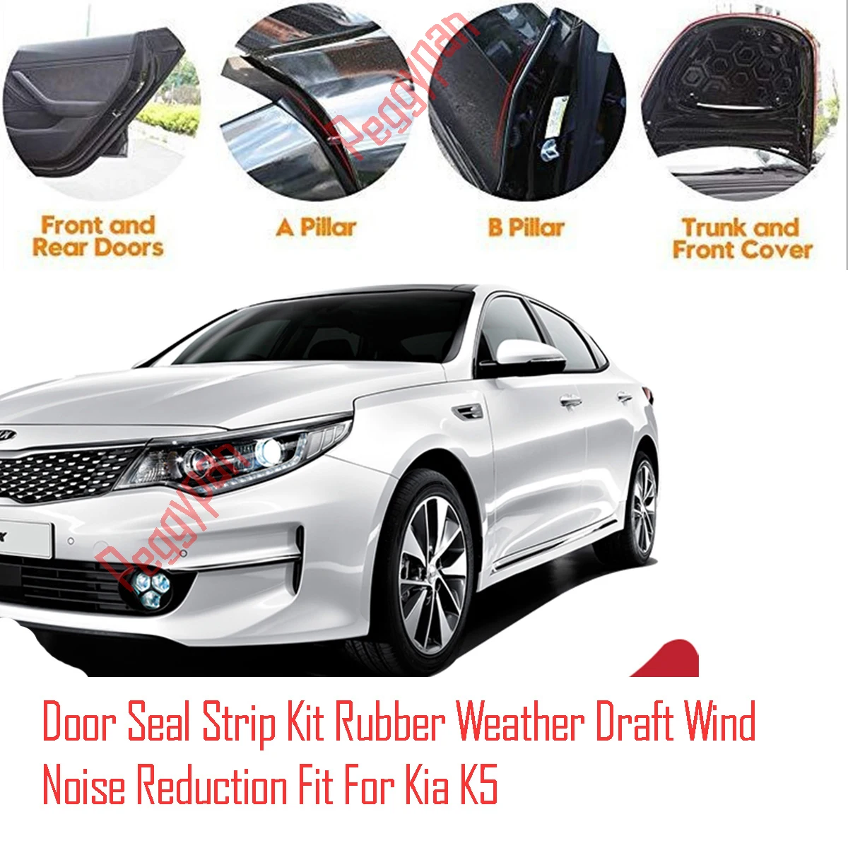 Door Seal Strip Kit Self Adhesive Window Engine Cover Soundproof Rubber Weather Draft Wind Noise Reduction Fit For Kia K5