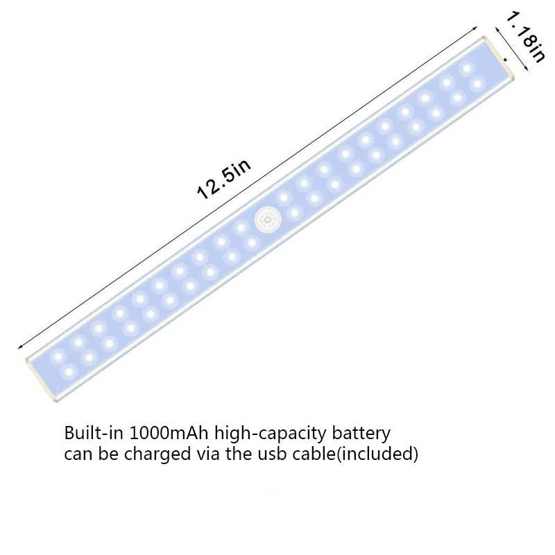 40 LED Motion Sensor Night Light Closet Light Under Cabinet Light USB Rechargeable Kitchen Night Light Lamp For Wardrobe Stairs