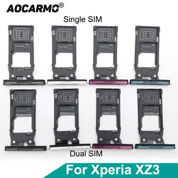 Aocarmo Single Dual Memory MicroSD Kartenhalter Reader SIM Tray Slot für Sony Xperia XZ3 H8416 H9436 H9493 Ersatz
