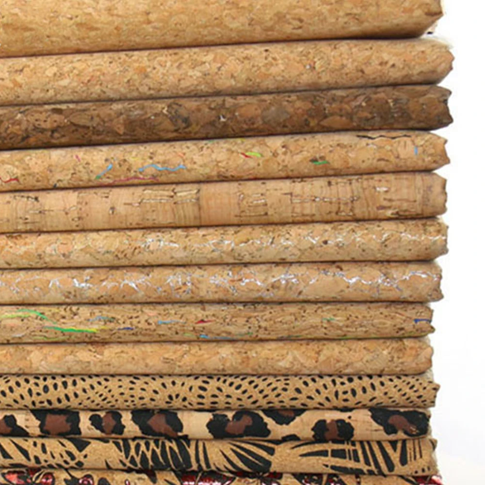 1 Meter PU Natural Cork Printing Synthetic Leather PU Fabric Environmentally Wood 135cm for Handbag Shoes Purse Ties DIY Craft