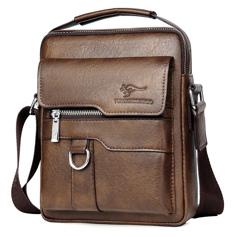 Kangaroo Luxury Brand Vintage Man Bags Leather Shoulder Bag For Men Business Messenger Crossbody Bag Male Fashion Casual Handbag