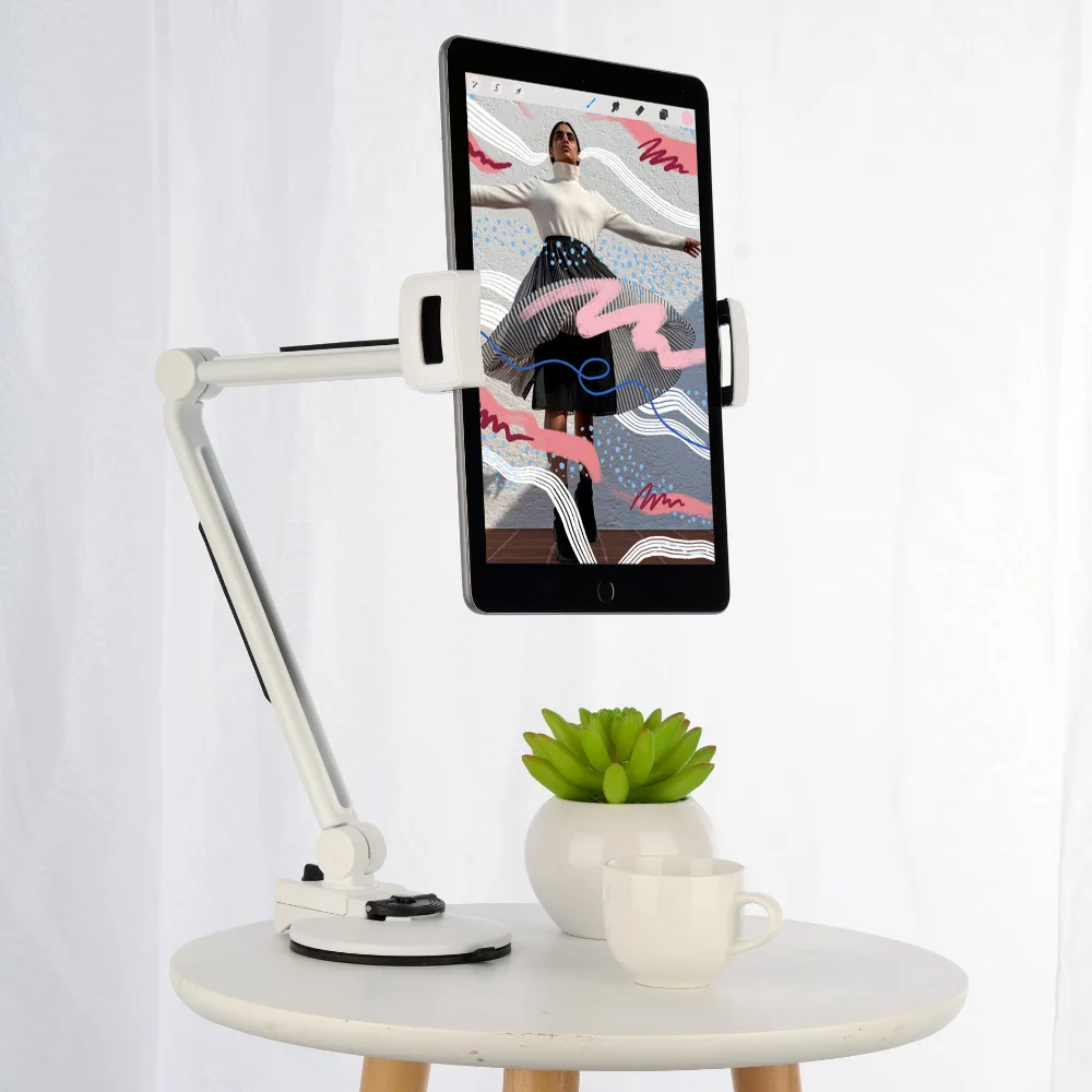 Ajustável longo braço tablet suporte ventosa suporte do carro mesa de montagem na parede para ipad pro 12.9 mini xiaomi redmi almofada escrita