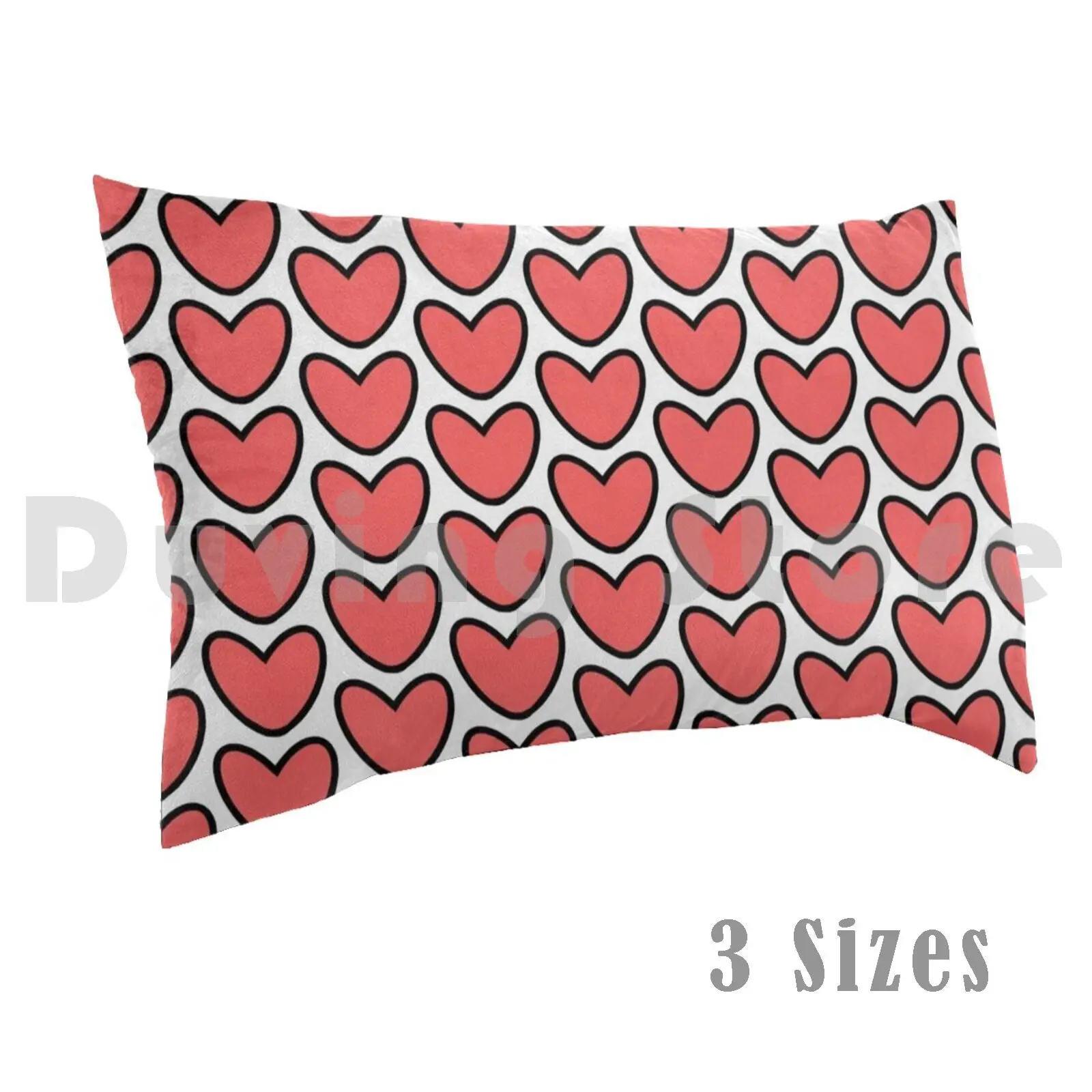 Heart Doodle Pillow case 1652 Heart Doodle Plain Basic Simple Easy Nice Red Black Love Life Live