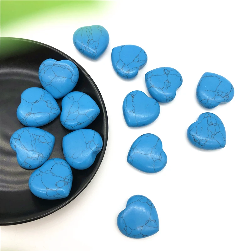 Drop Shipping 1/2pcs Lovely Blue Turquoise Heart Shaped Crystal Gemstone Healing Chakra Polished Decorative Stones and Crystals