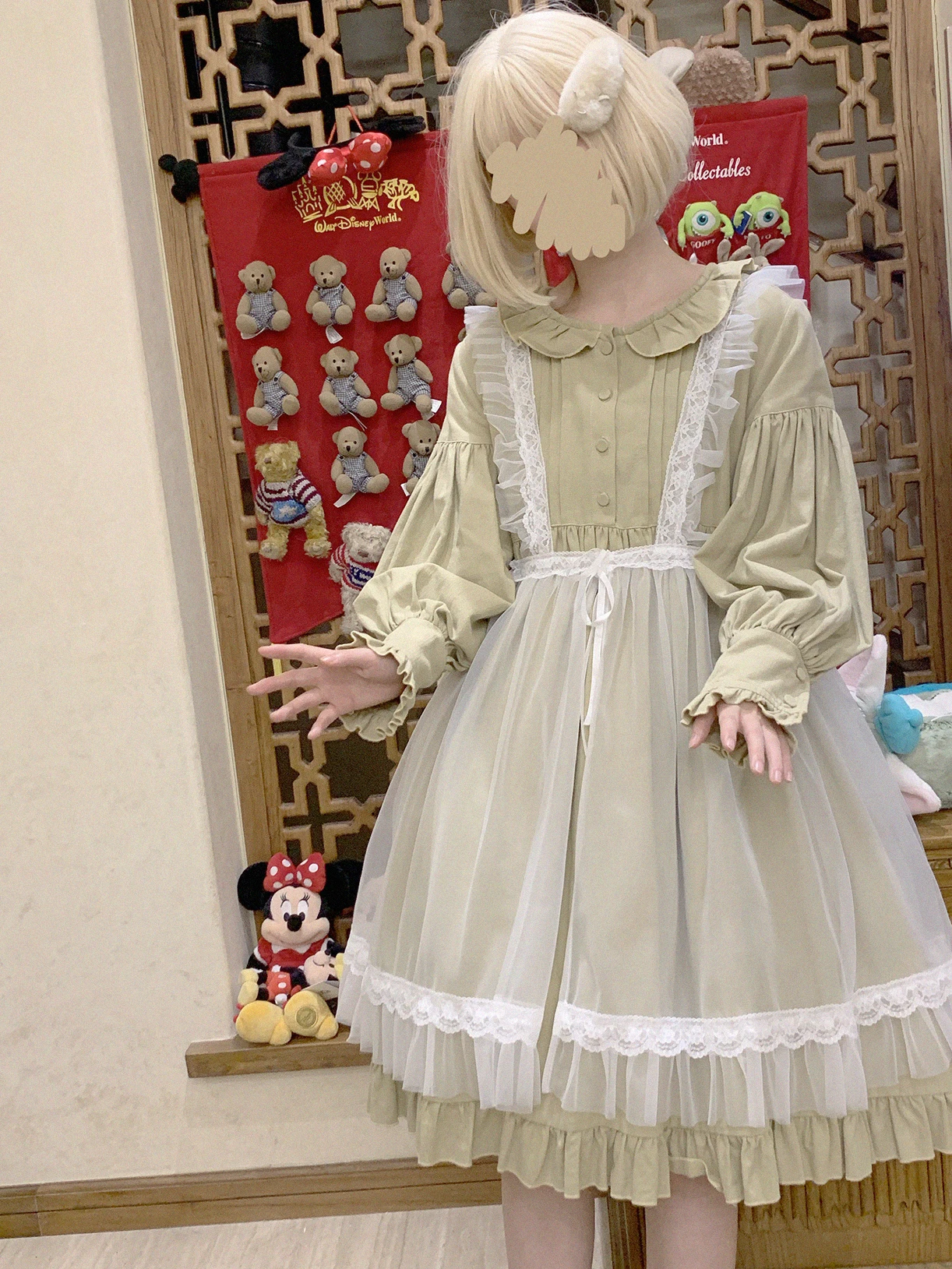 Japanese soft girl cute sweet lolita apron blouse mesh  victorian skirt loose gothic lolita apron loli cos lolita Princess