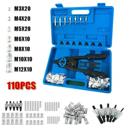 110Pc Manual Rivetting Machine/Riveting Gun Nut Tool M3-M8 Thread Nut Riveting Machine Rivet Kit