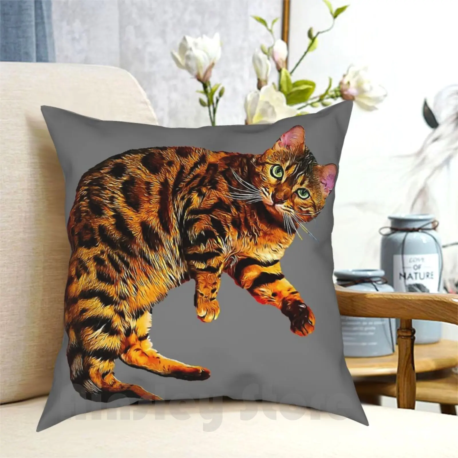 Bengal Cat Kitten Pillow Case Printed Home Soft DIY Pillow cover Bengal Cat Bengals Bengal Cat Cats Kitten Leopard Kittens