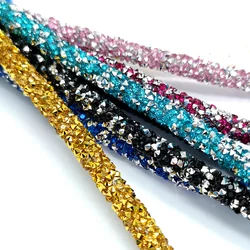 1 yard 7mm Rhinestone Tube Cord Rope Resin Rhinestone Chain Sew On Trims Wedding Dress Costume Applique