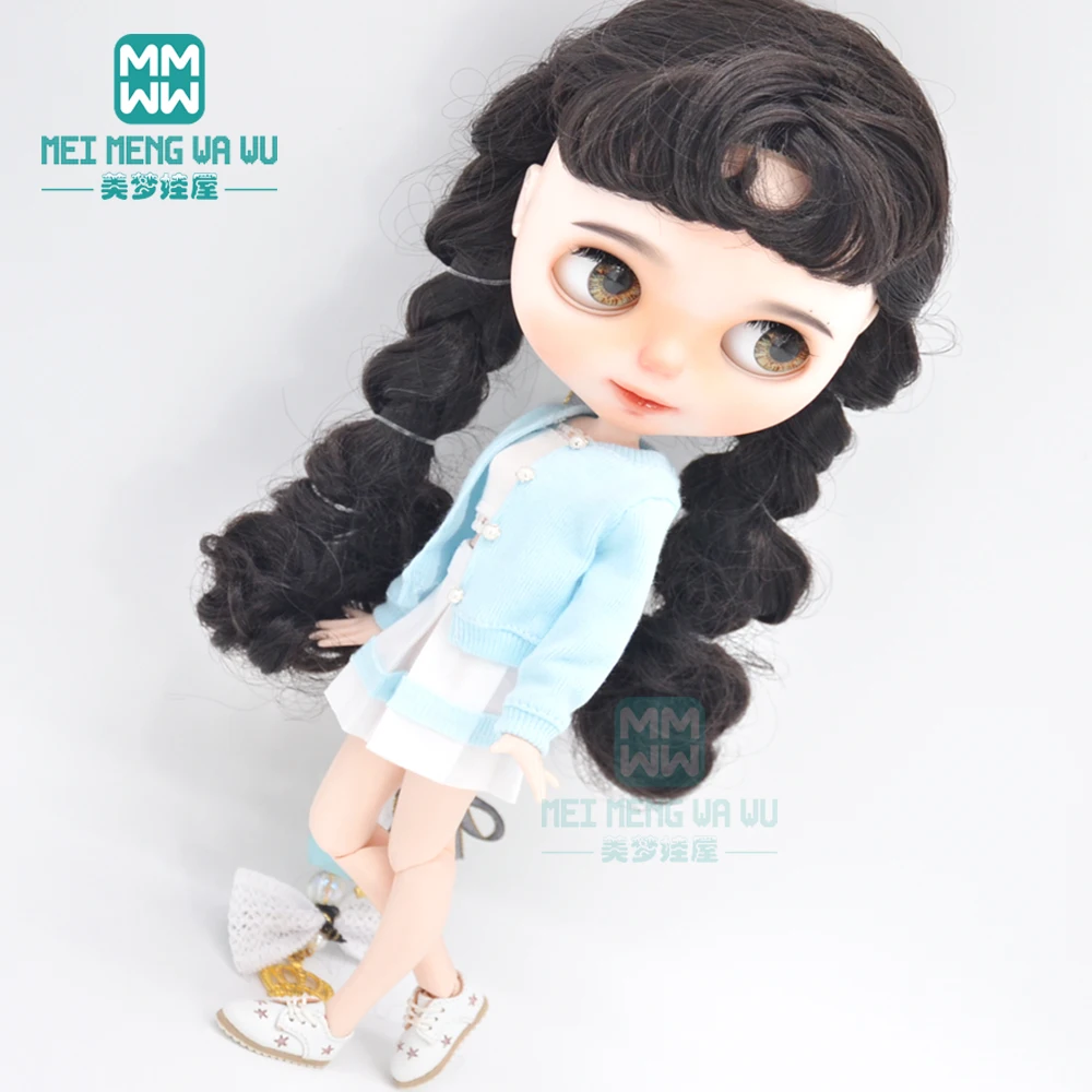 1pcs Blyth Doll Clothes fashion sweater three-piece Cardigan, skirt for 28-30cm Azone OB22 OB24 doll accessories