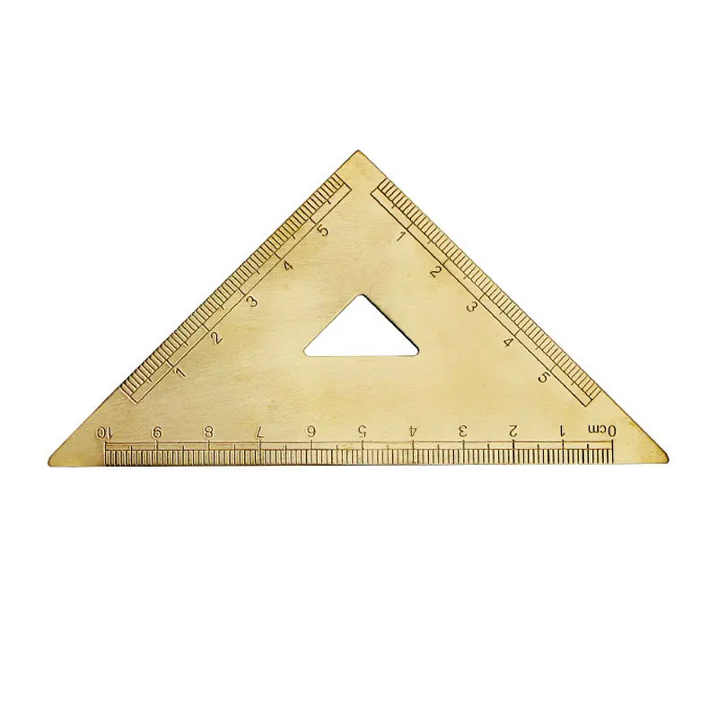 Regla Triangular de Metal y latón de 0-10cm, para la Oficina, la escuela, el ángulo recto, medición de dibujo, para diseño de matemáticas, examen de