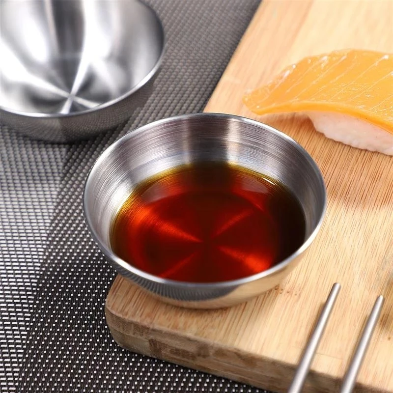 5/10PcsStainless Steel Seasoning Sauce Dish Small Dish Dip Bowl Side Plates Butter Sushi Plate Vinegar Soy Dishes Kitchen Saucer